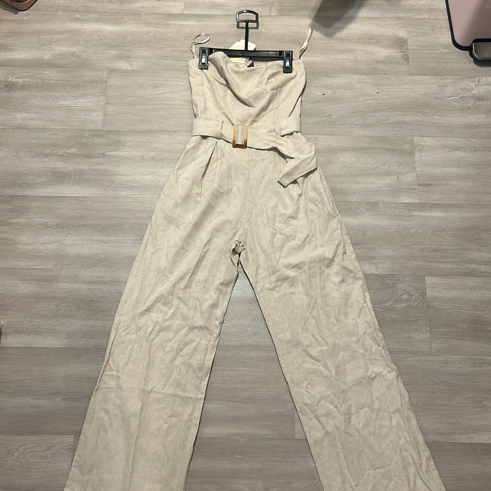 Cream linen jumpsuit